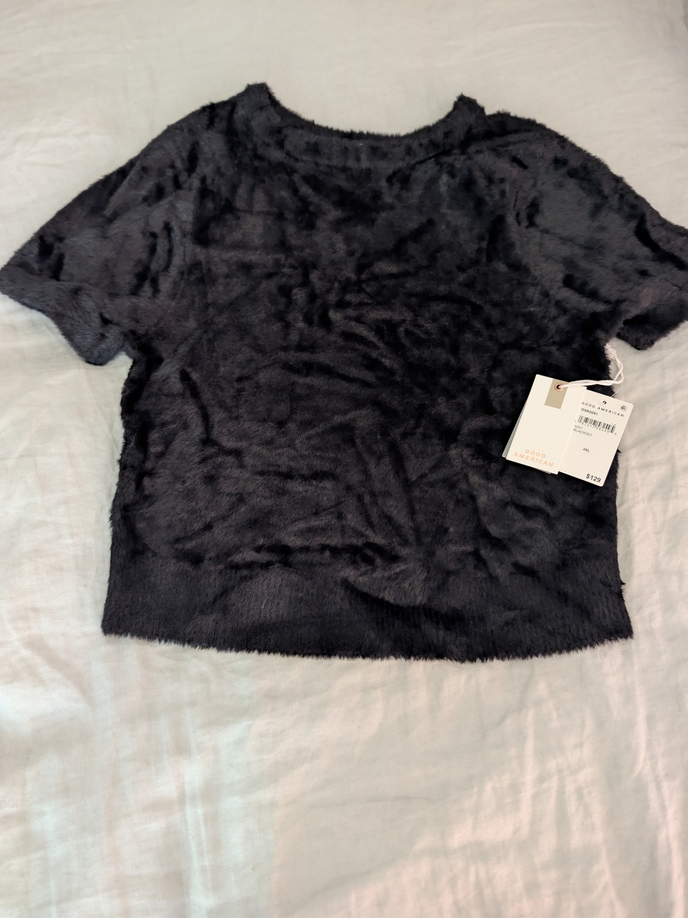 NWT Good American Fuzzy Baby Tee in Black Plus Size 3XL / 3X